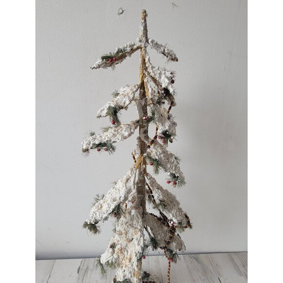 Large skinny tree branch cranberry glitter Xmas home decor vintage - Picture 2 of 14